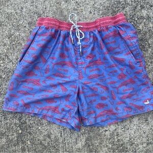 Southern Marsh Blue and Red Swim Trunks